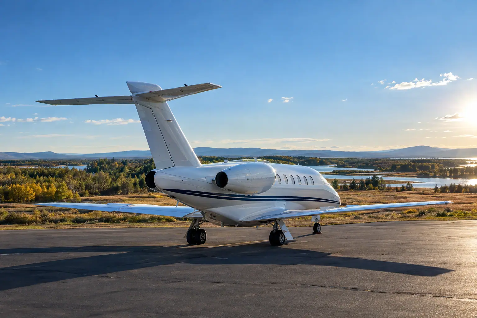 Light jet waiting on an empty ramp