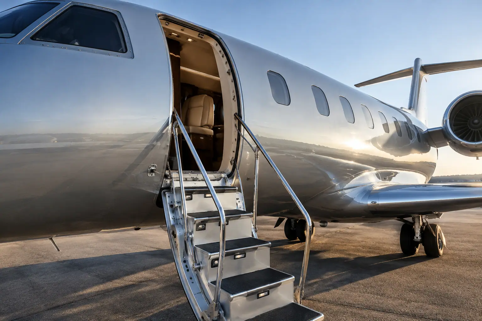 Open airstair of a private jet